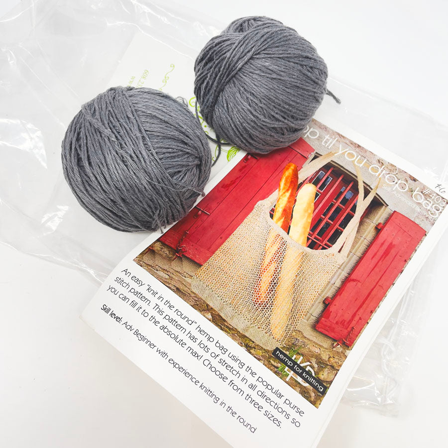 Knitting Tree Shop Til You Drop Bag Pattern with Hemp Yarn