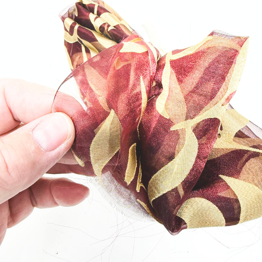 Burgundy Metallic Leaf Organza Remnant