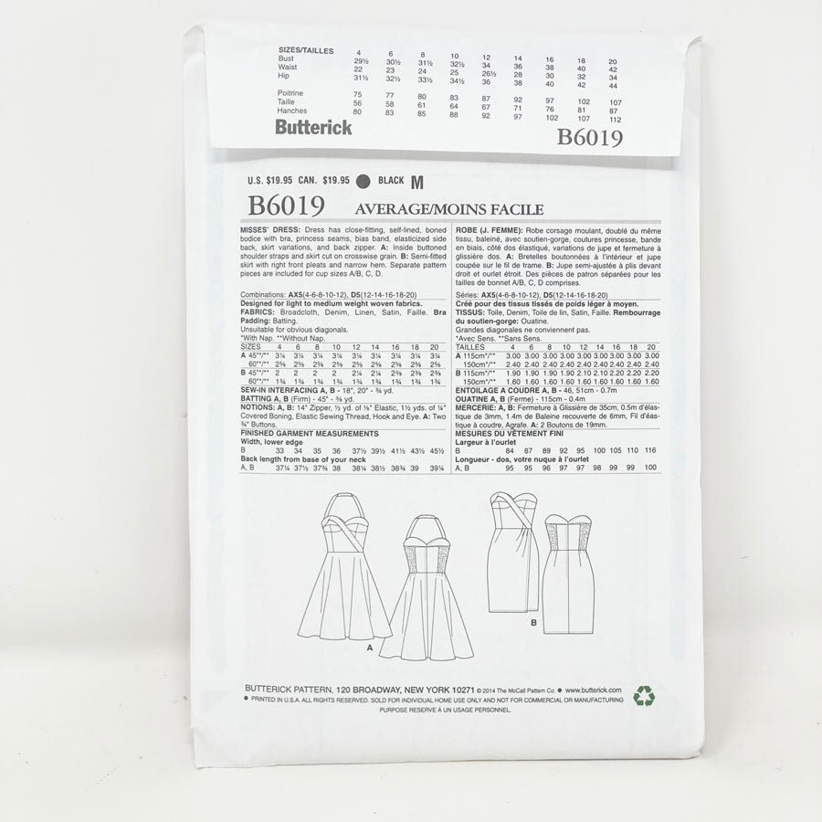 B6019 Dress Pattern (4-12) - Butterick - 2014