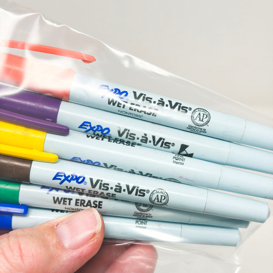 6 Vis-a-Vis Wet Erase Markers