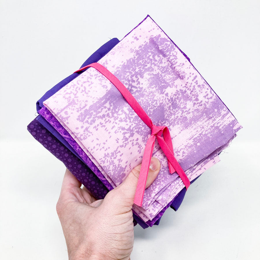 Purple Solid & Pattern Fabric Bundle