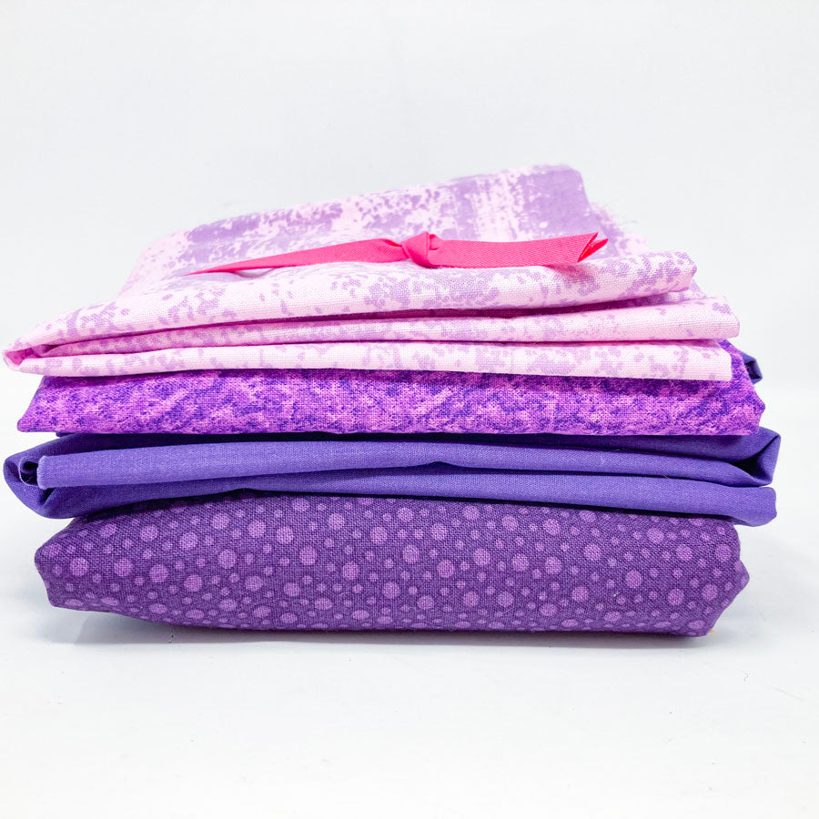 Purple Solid & Pattern Fabric Bundle