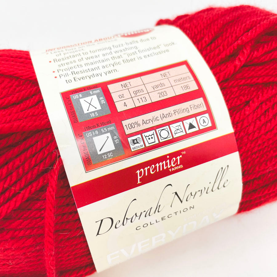 Premier Deborah Norville Everyday Soft Worsted Anti-Pilling Yarn - Really Red