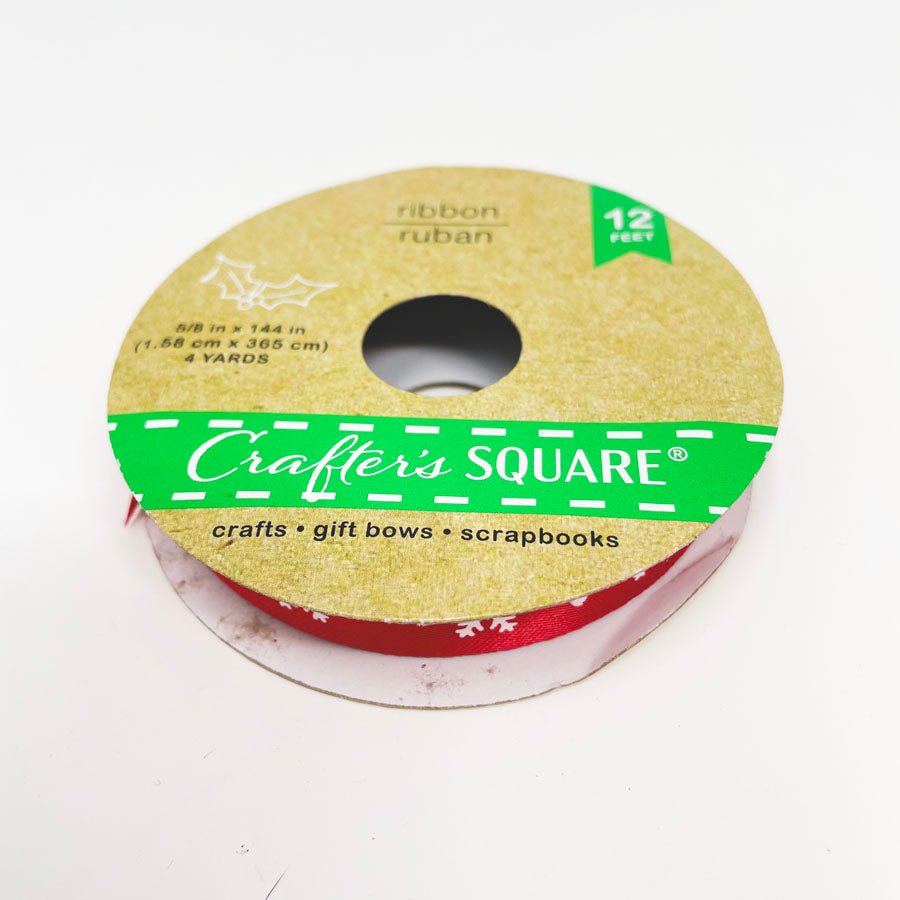 Crafter's Square Red Snowflake Dot 5/8in Ribbon