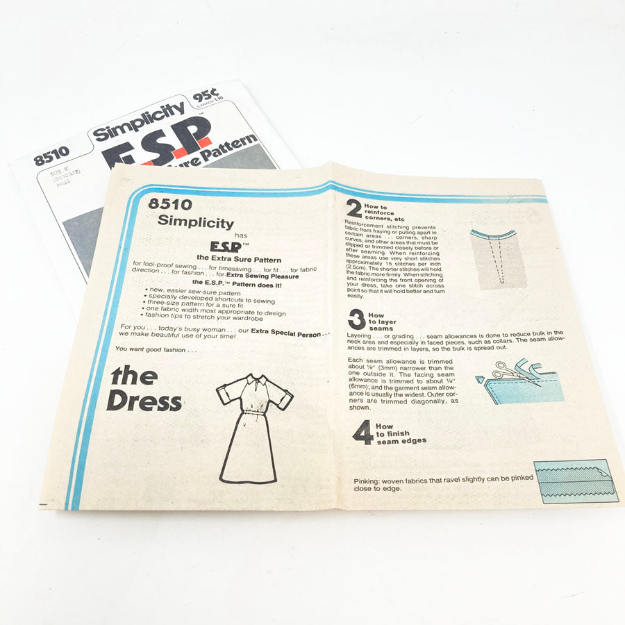Simplicity E.S.P. 8510 Sewing Pattern - Dress (6-16) - 1978