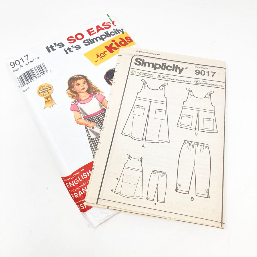Simplicity 9017 Sewing Pattern - Kids Outfit - 1999