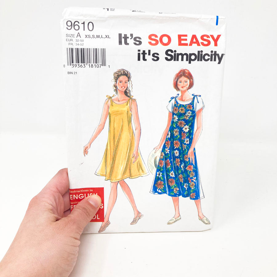 Simplicity 9610 Sewing Pattern - Dress (XS-XL) - 1995