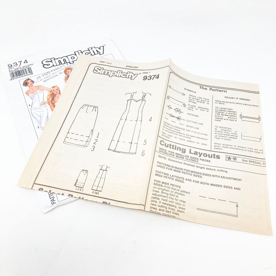 Simplicity 9374 Sewing Pattern - Slip (6-24) - 1989