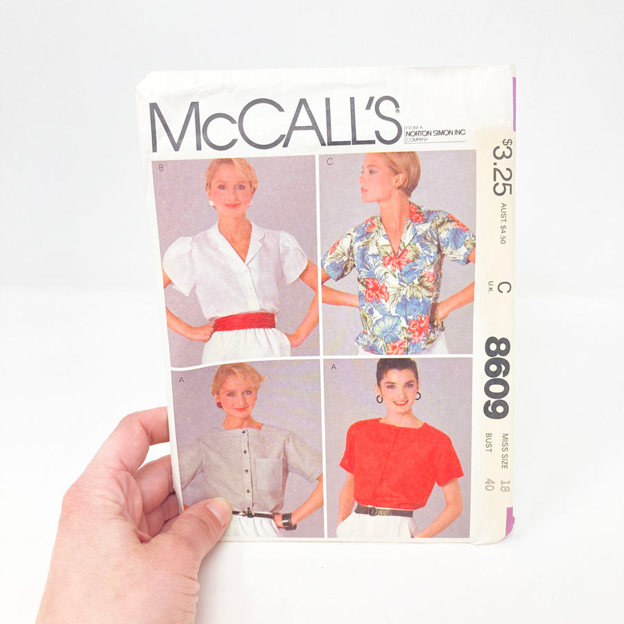 McCall's 8609 Sewing Pattern - Top (18) - 1983