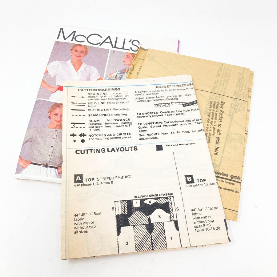 McCall's 8609 Sewing Pattern - Top (18) - 1983