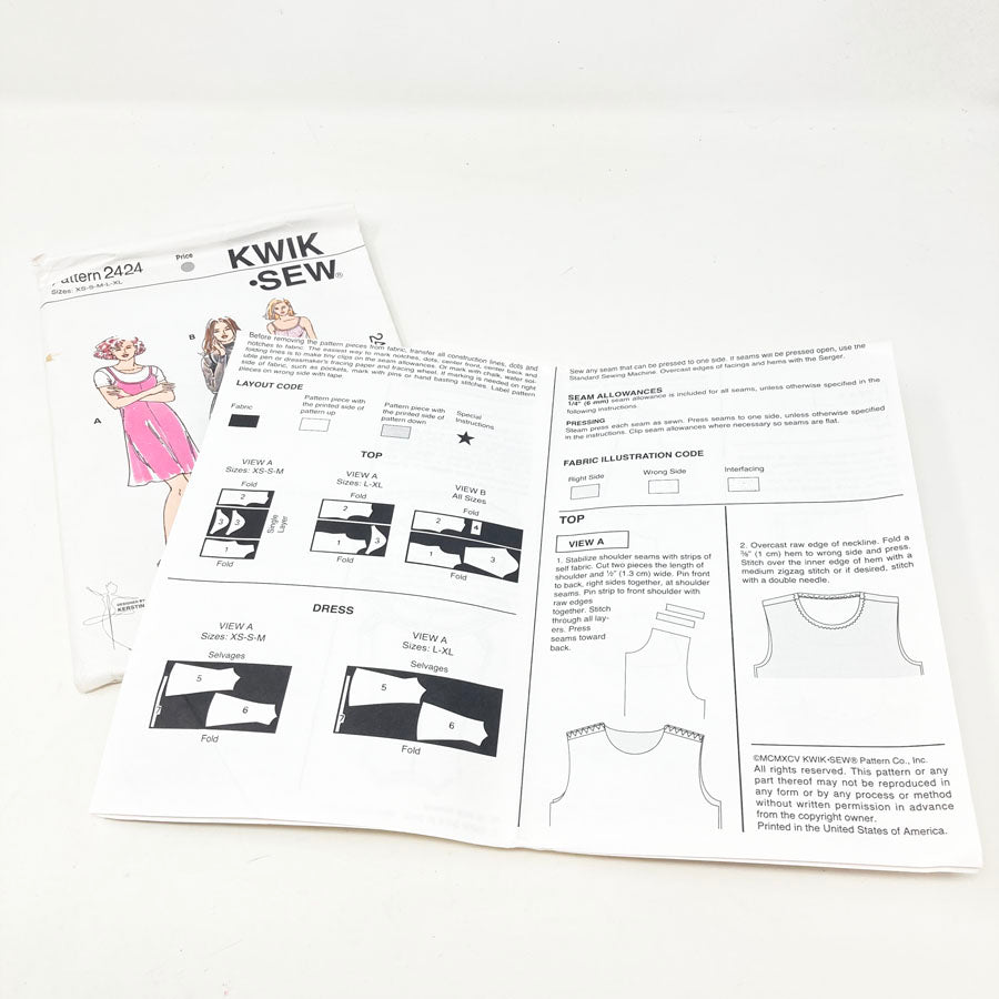 Kwik Sew 2424 Sewing Pattern - Dress (XS-XL) - 1990s