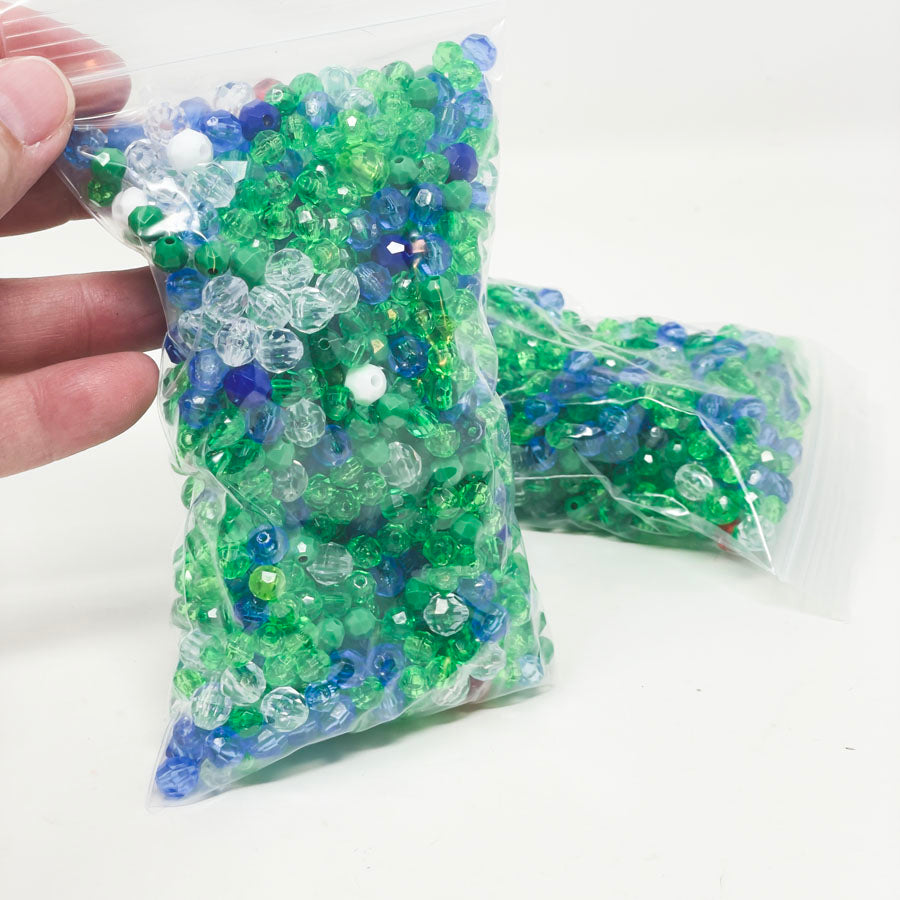 Blue/Green/White Round Bead Bundle