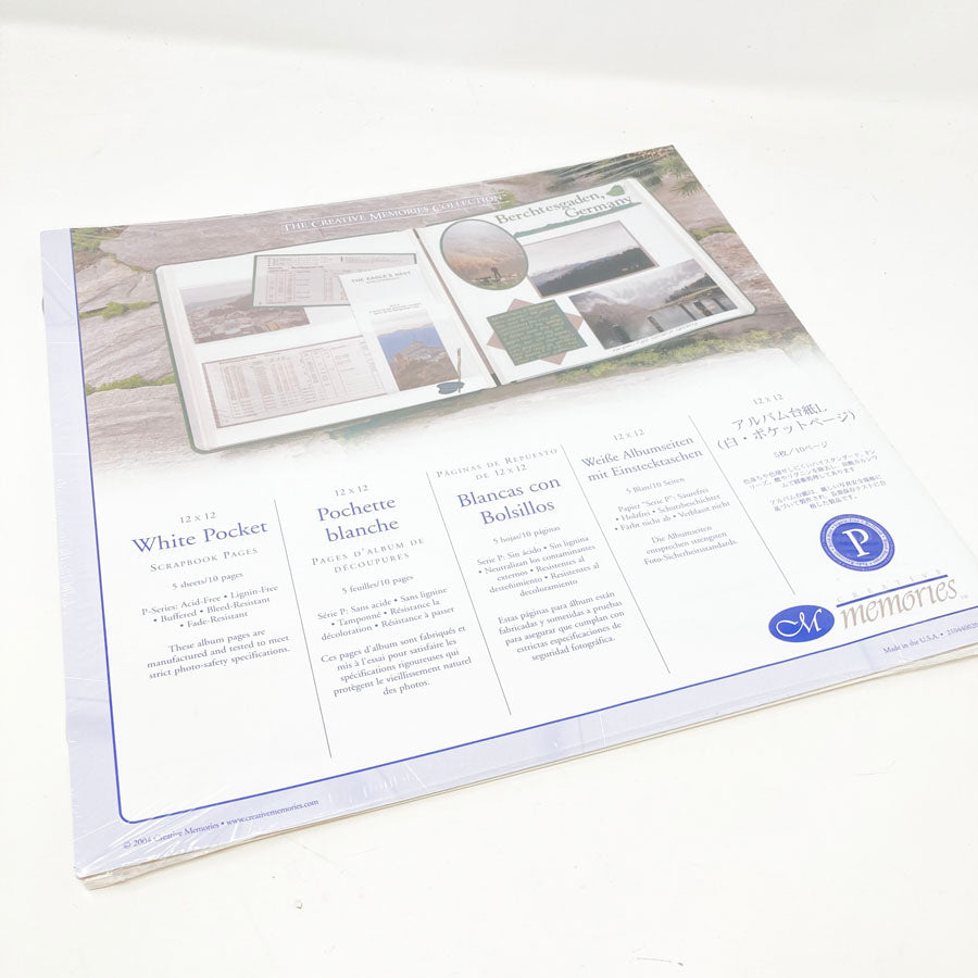 Creative Memories White Pocket Scrapbook Pages 12" x 12"