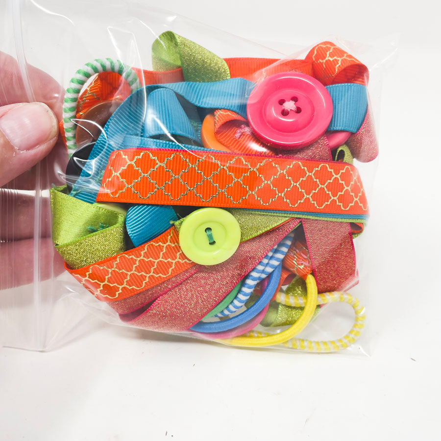 Bundle of Brights/Hair Ties/Buttons Ribbon Remnants
