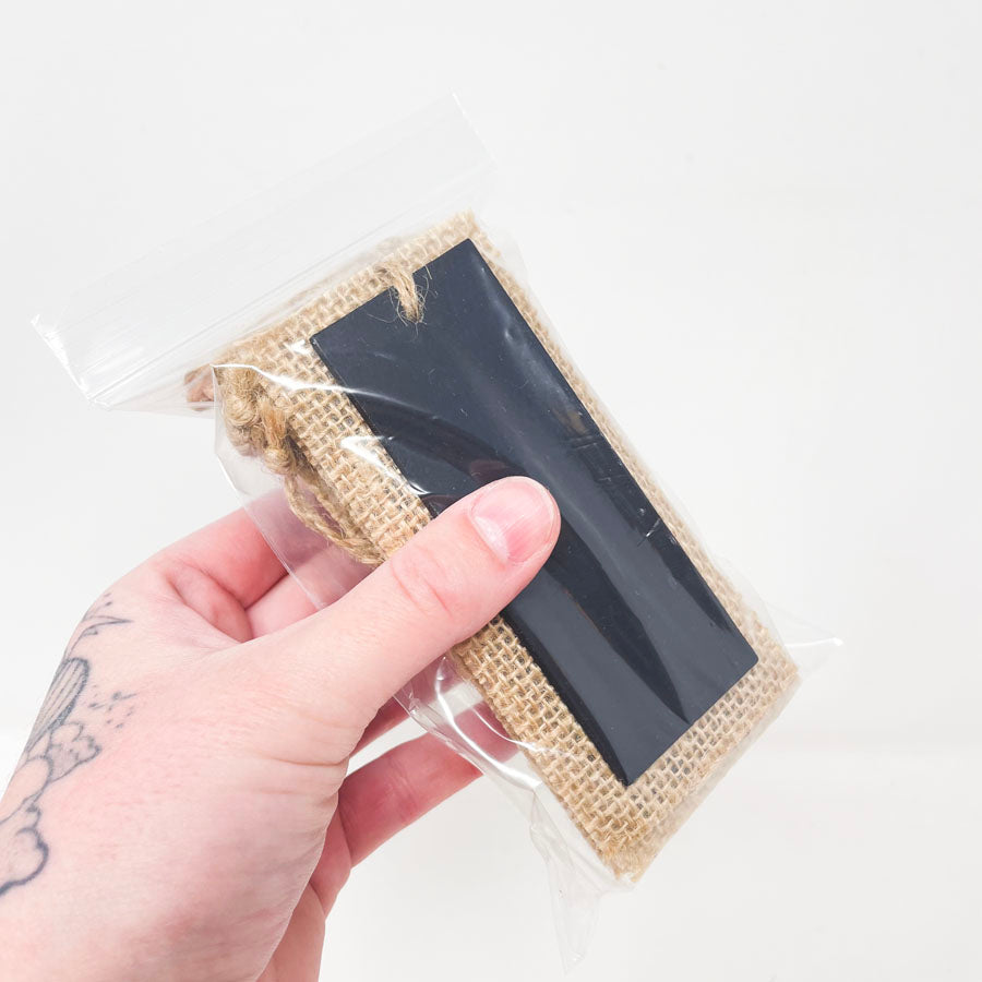 Burlap Chalk Board Tags