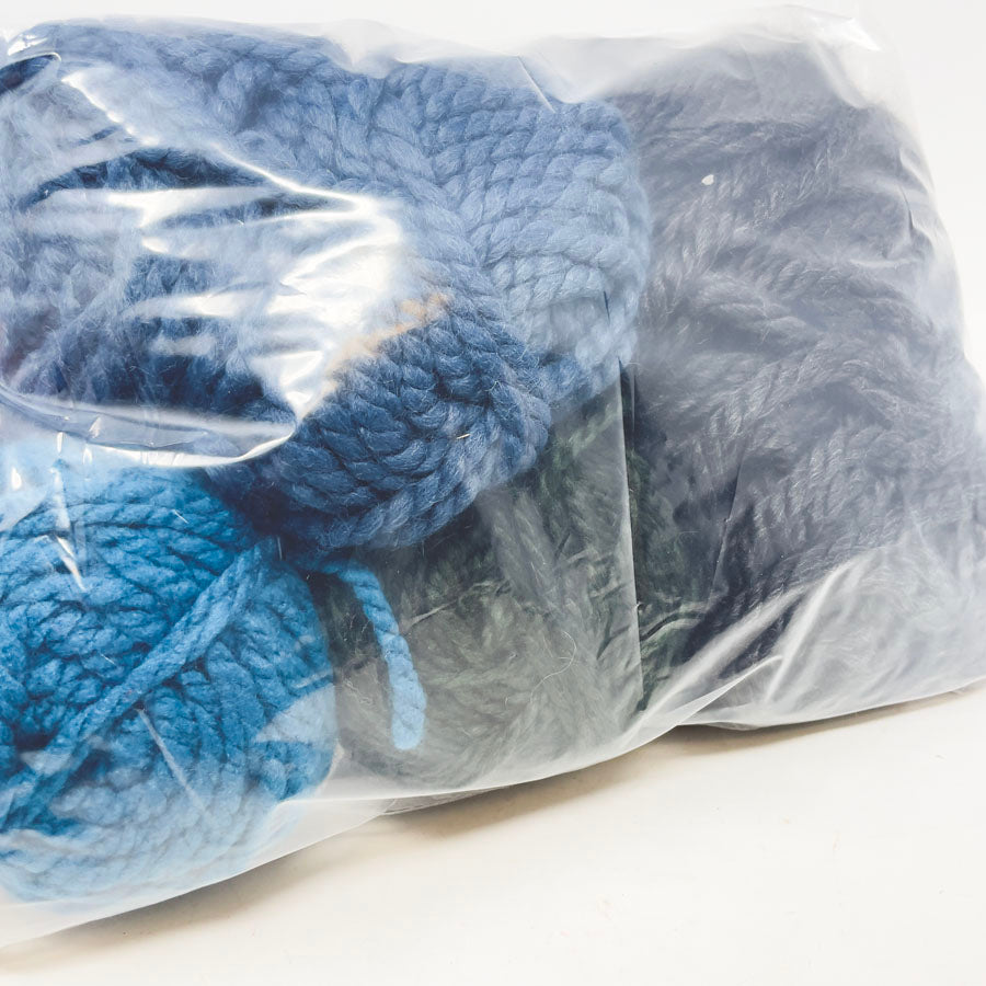 Chunky Blue Gray Yarn Bundle