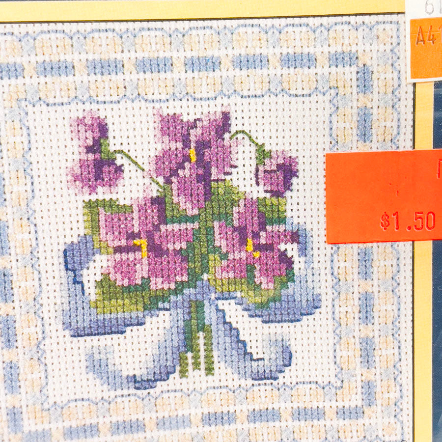 Violets and Lace Cross Stitch Kit - Sunset