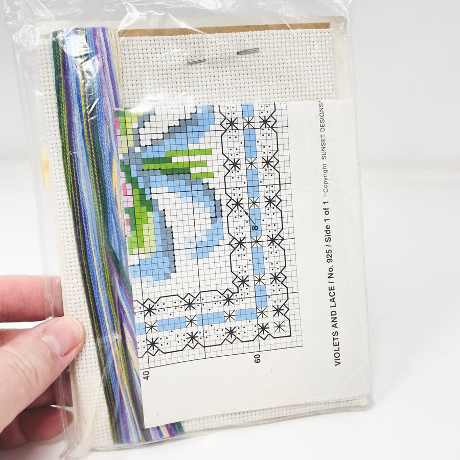 Violets and Lace Cross Stitch Kit - Sunset