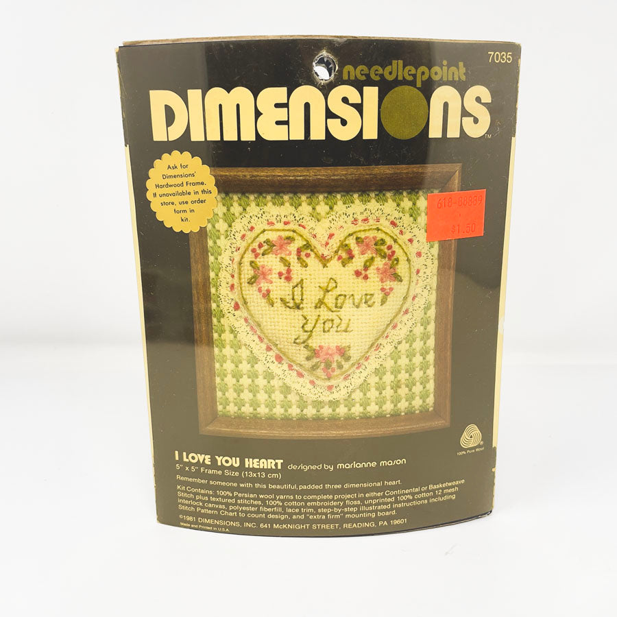I Love You Heart Needlepoint Kit - Dimensions