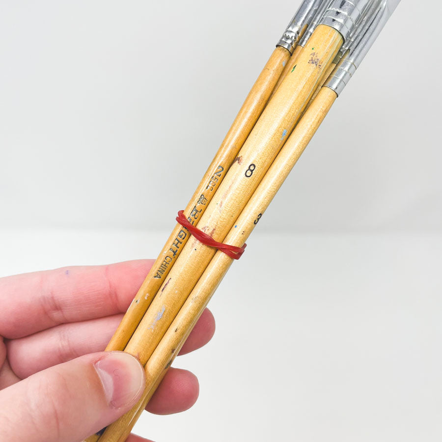 Long Handled Bristle Paintbrushes - 6 Pack