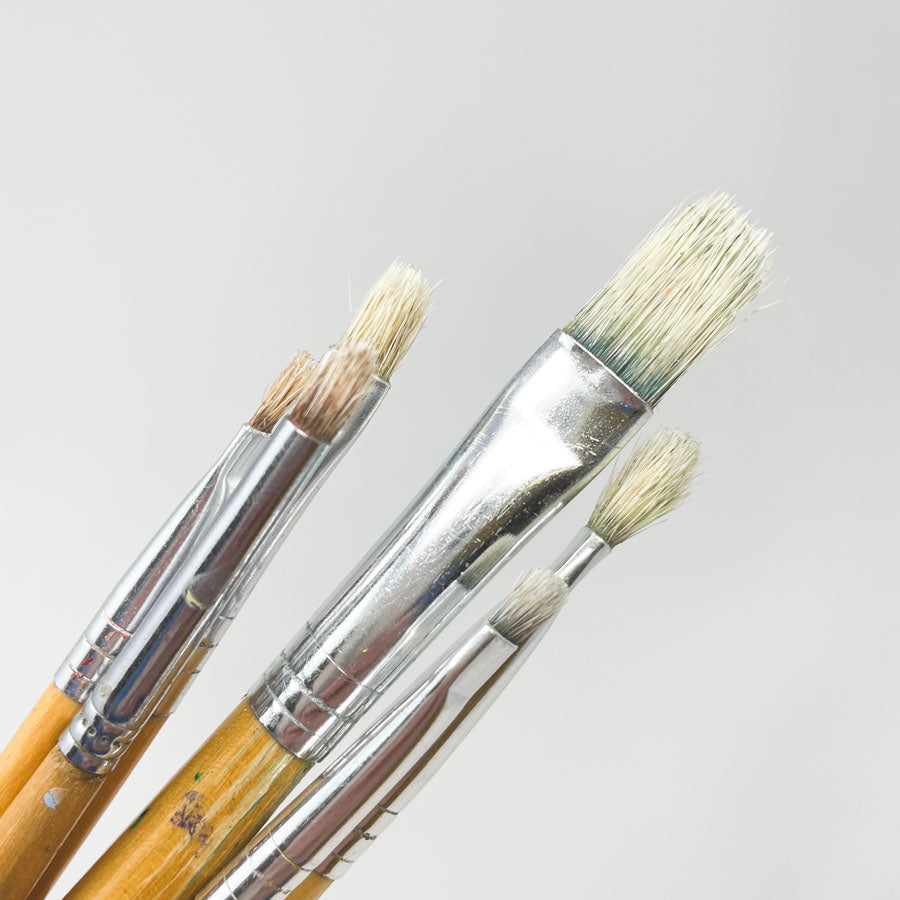 Long Handled Bristle Paintbrushes - 6 Pack
