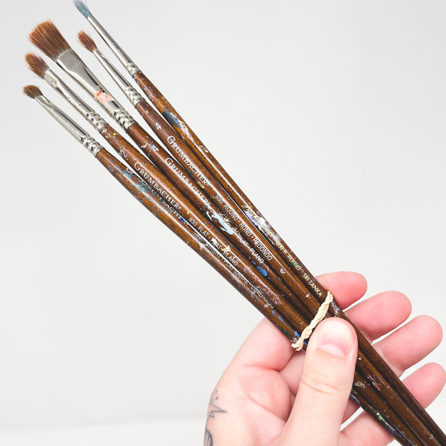 Grumbacher Long Handle Paintbrushes - 5 Pack