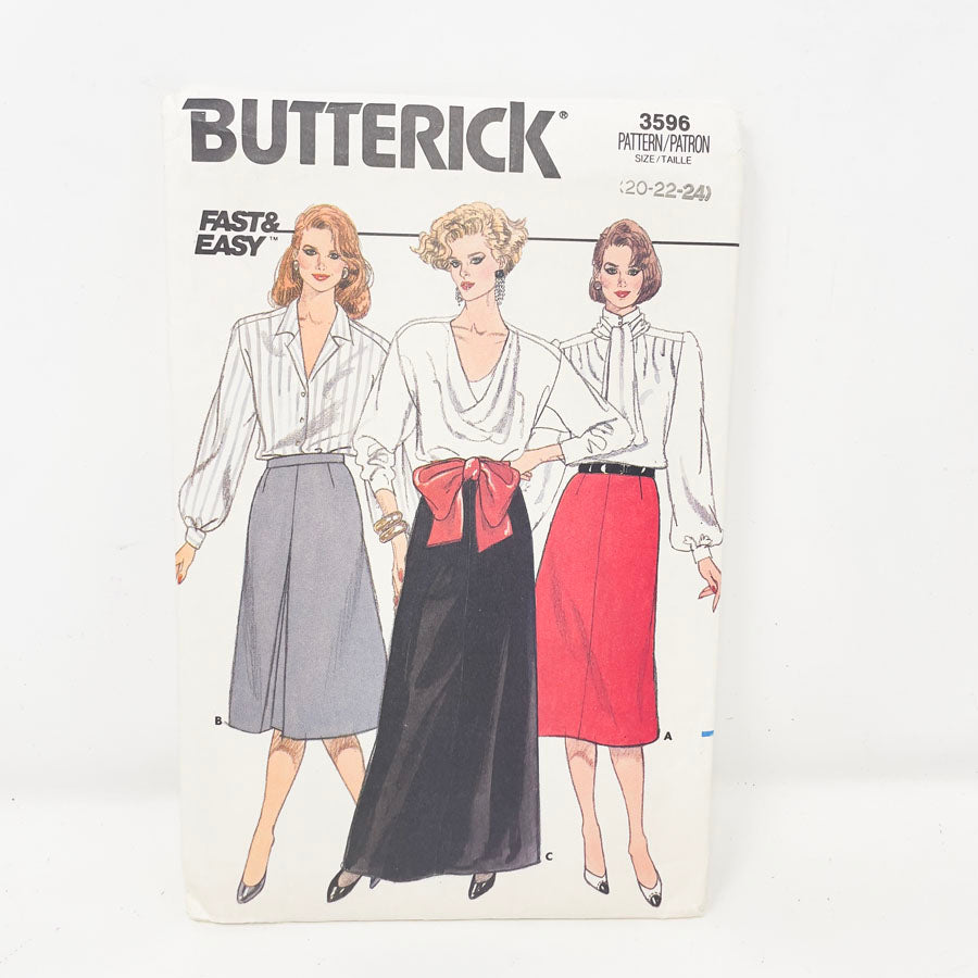 Vintage 1985 Butterick Skirt - 3596 - Size 20-24