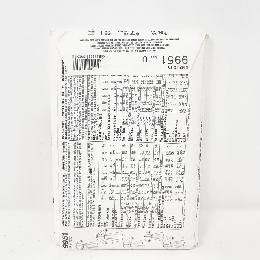 1990 Simplicity Dress - 9951 - Size 16-20