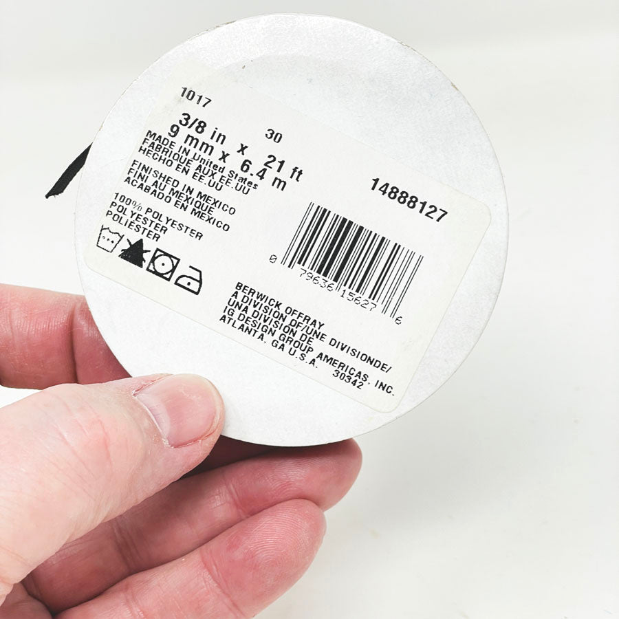 3/8" Black Poly Satin Ribbon Spool
