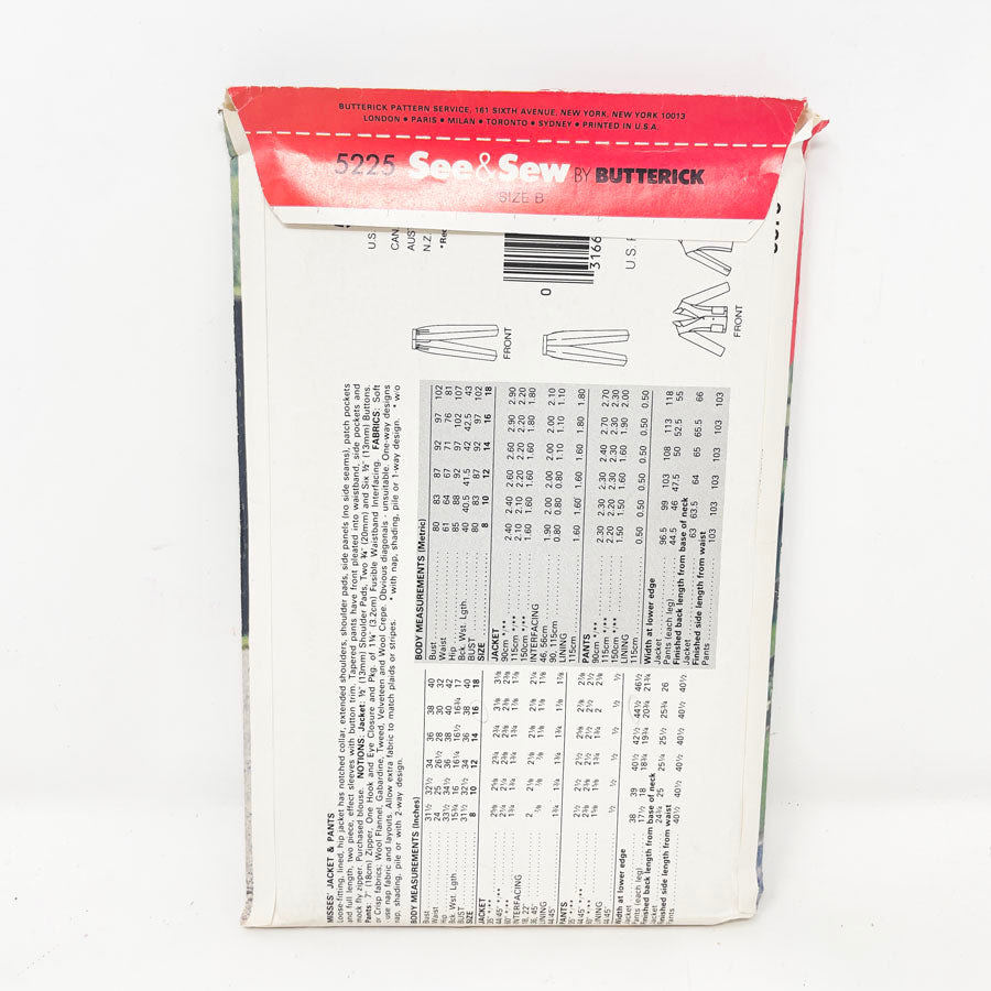 Vintage 1980s See & Sew Suit - 5225 - Size 14-18
