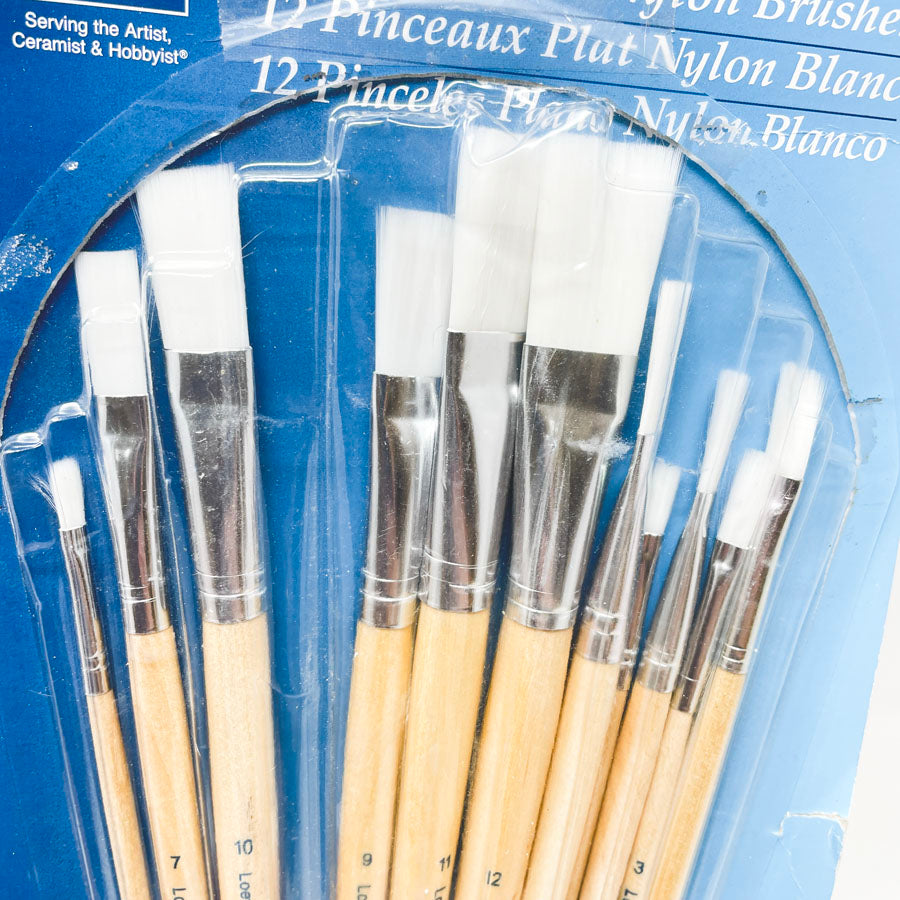 Loew-Cornell Flat White Nylon Brush Set