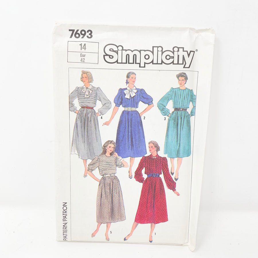 Vintage 1986 Simplicity Dress - 7693 - Size 14
