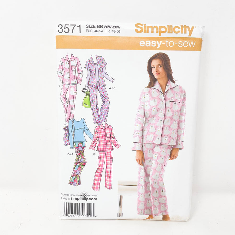 2007 Simplicity Pajamas - 3571 - Size 20-28w