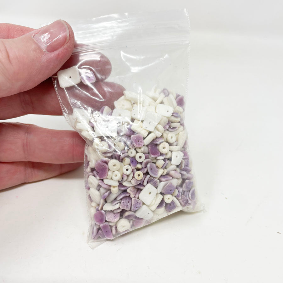 Purple and White Shell Beads
