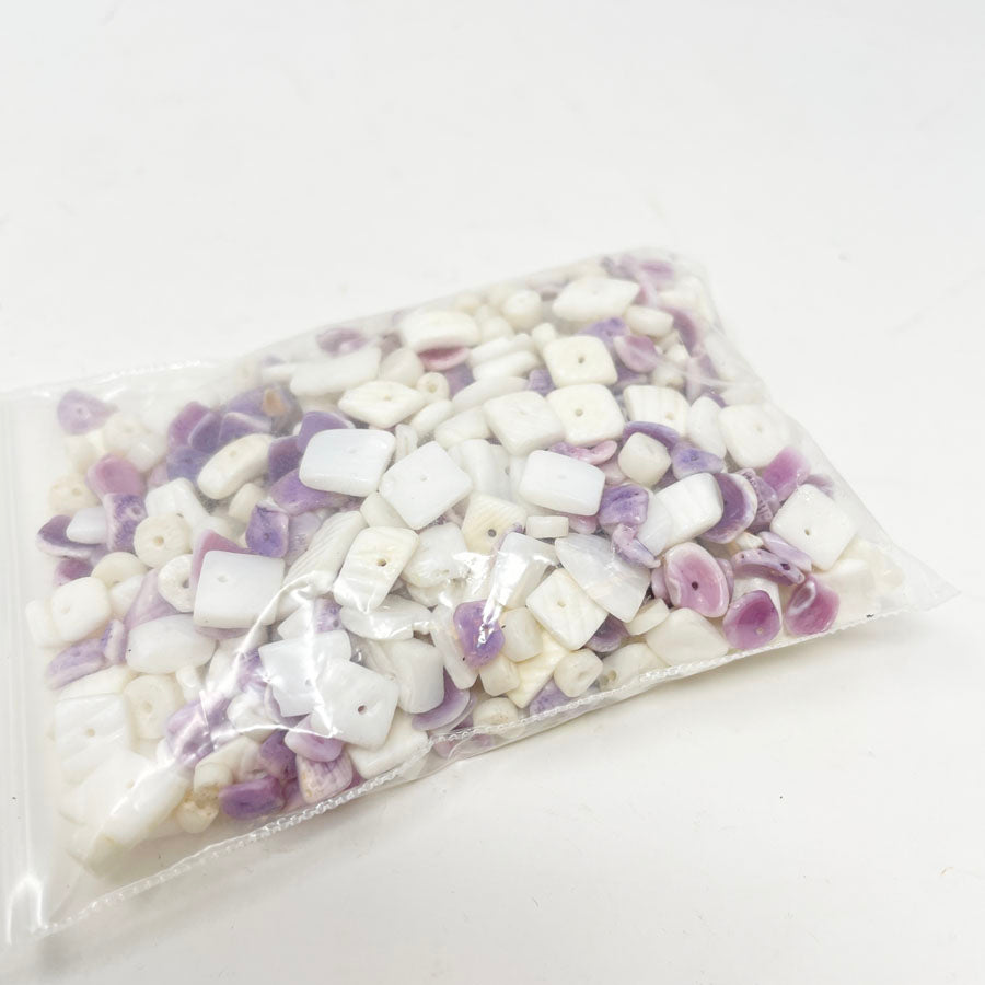 Purple and White Shell Beads