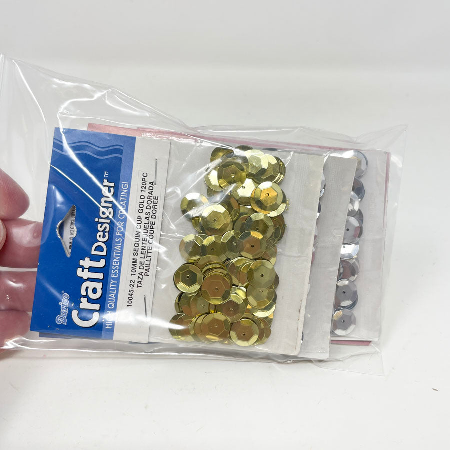 Bundle of Silver, Gold & Purple Sequins
