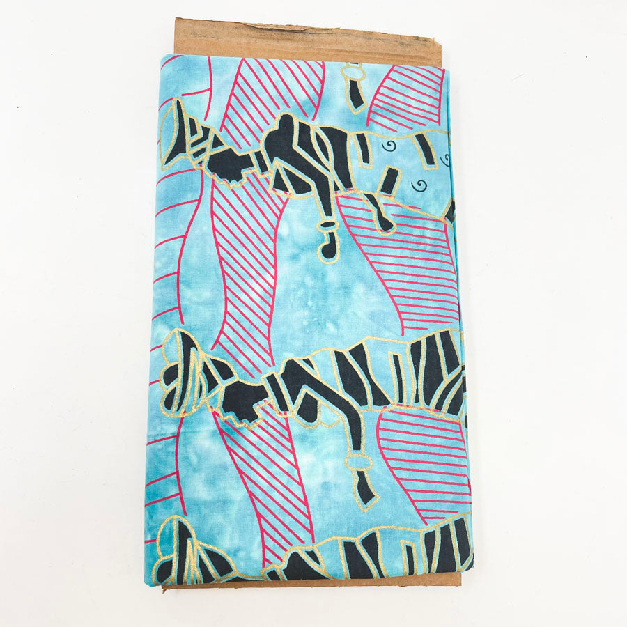 1 yd x 43" - Aqua Walking Woman Fabric