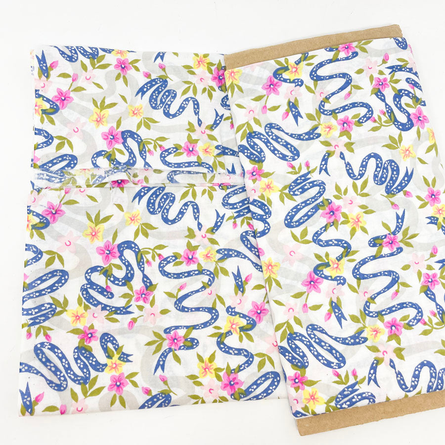 43" x 43" - Blue Ribbon & Floral Cotton Fabric