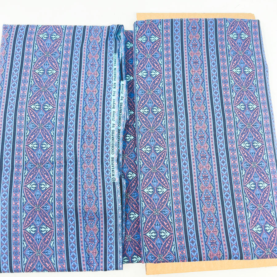 2 yd x 42" - Blue Pattern Stripe Cotton Fabric