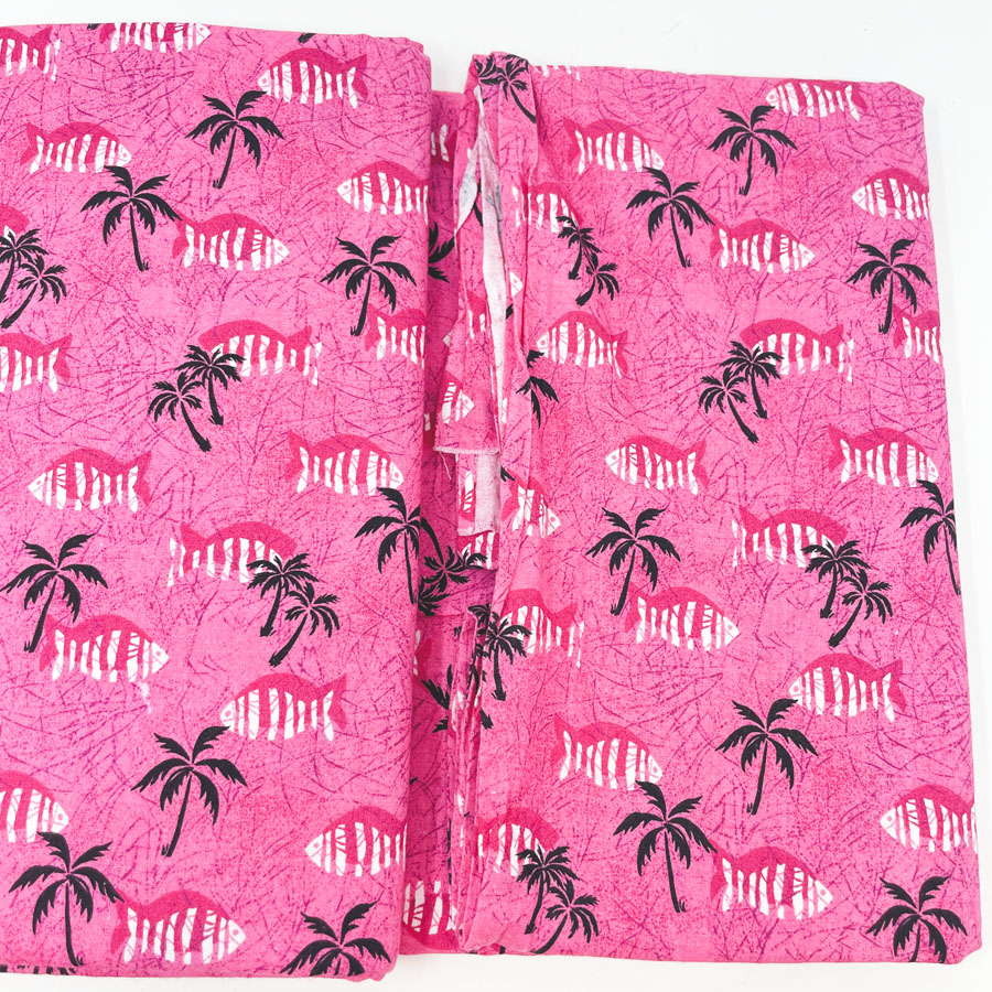 2.5 yd x 42" - Pink Fish & Palm Tree Fabric