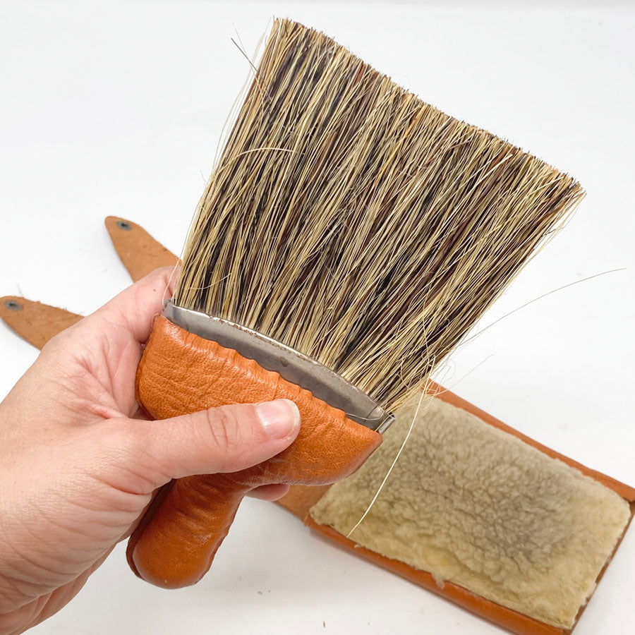 Stiff Bristle Brush in sheepskin cover
