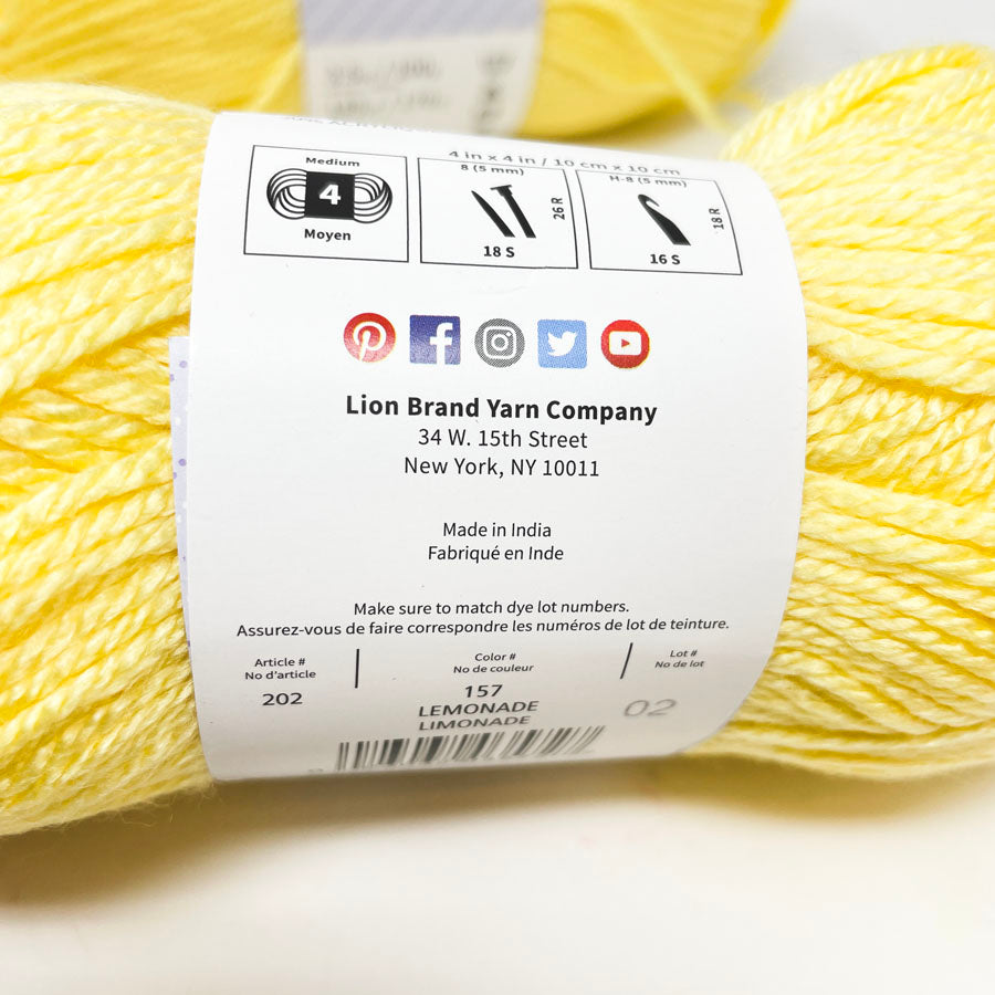 Lion Brand Basic Stitch Anti Pilling Yarn – Lemonade