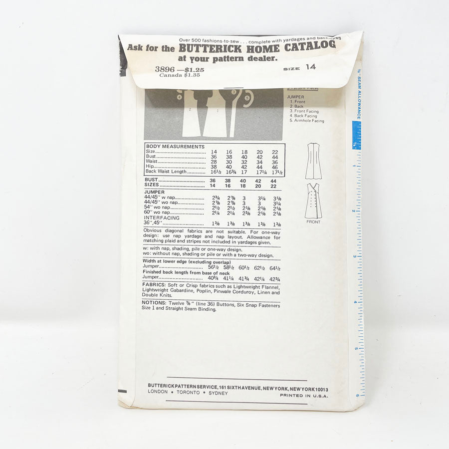 3896 Dress Sewing Pattern (14) - Butterick - 1970s