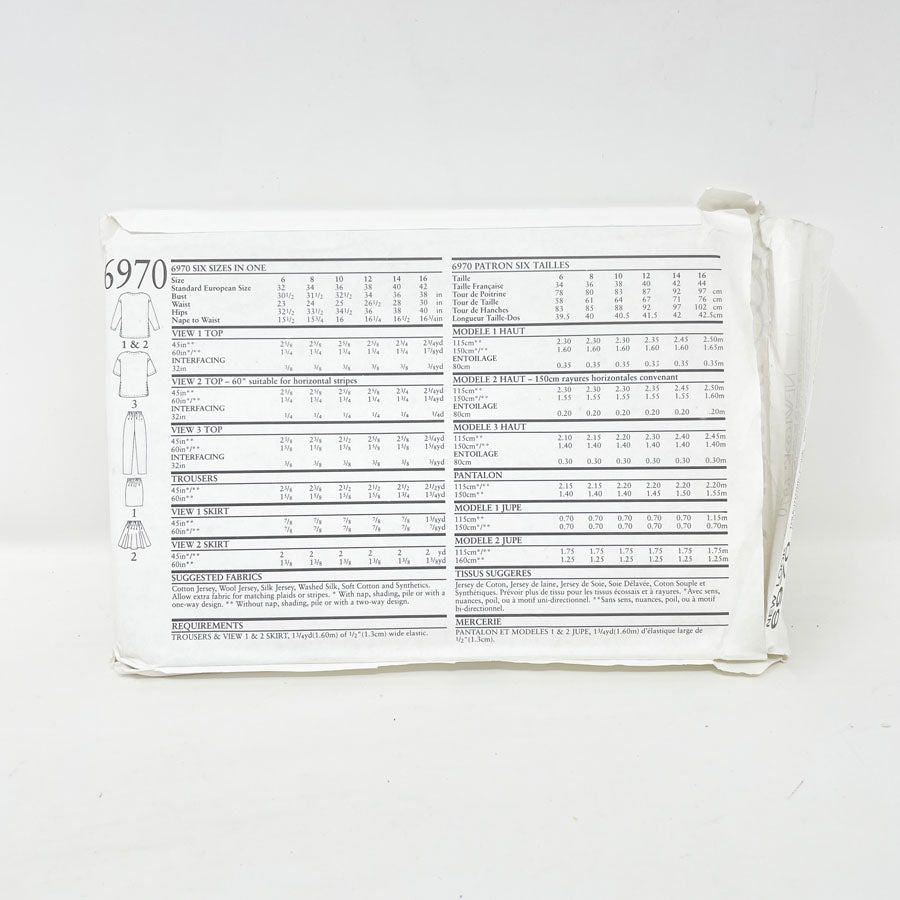 1990s New Look 6970 Sewing Pattern - Outfit (6-16)