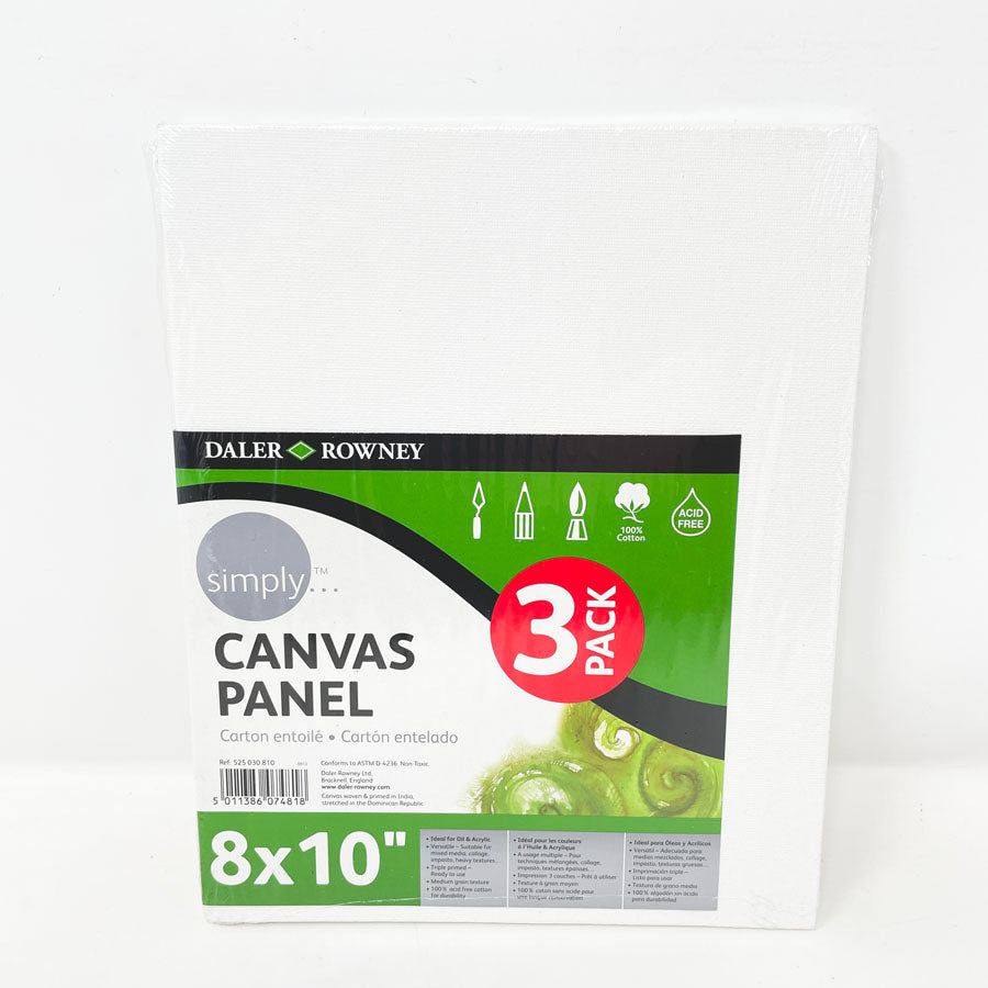 3 pk Daler Rowney Canvas Panel 8" x 10"