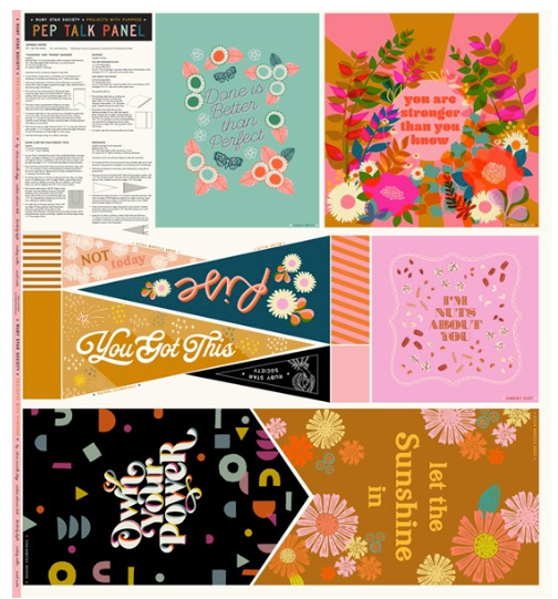 Ruby Star Pep Talk Panel Banner & Tote Pieces