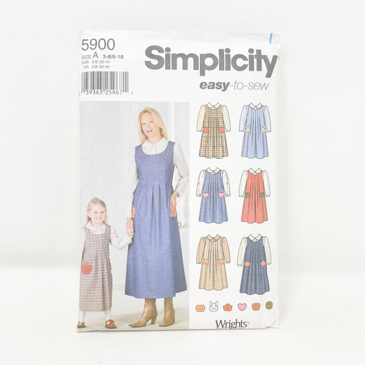 2002 Simplicity 5900 Pattern - Mother Daughter Dresses (3-8/6-18)