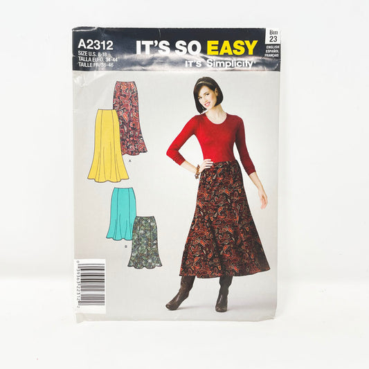 Simplicity A2312 Sewing Pattern - Skirt (8-18) - 2012