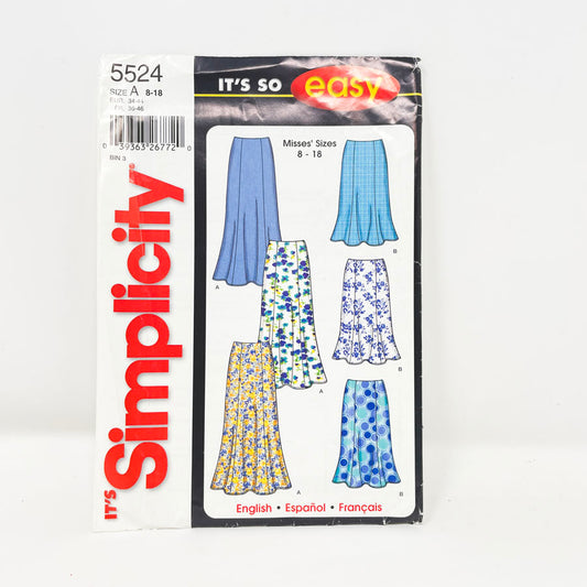 2003 Simplicity 5524 Sewing Pattern - Skirt (8-18)