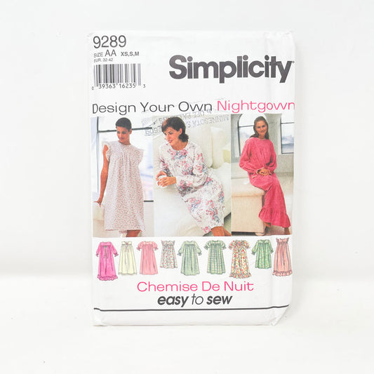1990s Simplicity 9289 Sewing Pattern - PJs (XS-M)